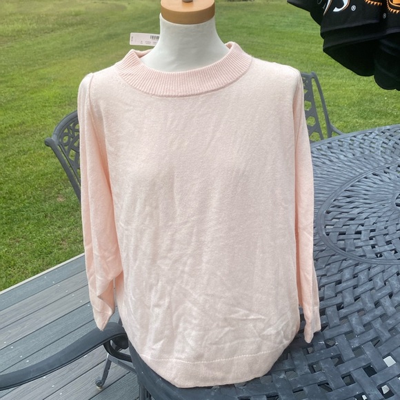 NWT J. Crew Orange Wool Blend crew Neck seamed around 3/4 Sleeve Sweater med - Picture 3 of 10